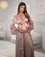 Conjunto Camisola Amamentação com Bojo e Robe - Cetim Romance (Rosé) Renda com Fios Dourados na internet