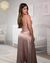 Conjunto Camisola Amamentação com Bojo e Robe - Cetim Romance (Rosé) Renda com Fios Dourados - loja online