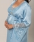 Conjunto Camisola Amamentação e Robe Longo - Cetim Azul Claro Frozen - Deluxe - ANNA ROSA LINGERIE