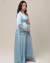Imagem do Conjunto Camisola Amamentação e Robe Longo - Cetim Toque Seda Azul Claro Frozen - Deluxe