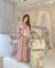 Conjunto Camisola Amamentação com Bojo e Robe - Cetim Romance (Rosé) com renda azul claro- Deluxe - comprar online