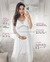 Conjunto Camisola e Robe Longo Maternidade com Babados - Branco - comprar online