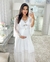 Conjunto Camisola e Robe Longo Maternidade com Babados - Branco - ANNA ROSA LINGERIE