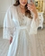 Imagem do Conjunto Camisola Amamentação com Bojo e Robe Longo - Cetim Branco - Deluxe