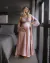 Conjunto Camisola Amamentação e Robe - Cetim Romance (Rosé) com renda Verde claro- Deluxe