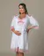 Deluxe Collecttion - Camisola de Amamentação sem Bojo e Robe Midi Branco Bicolor