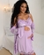 Camisola de Amamentação com Robe Lavanda Renda Bicolor (PRONTA ENTREGA)