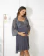 Camisola de Amamentação com Robe Cinza Cromo - Renda Frontal - loja online