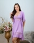 Camisola de Amamentação com Robe com Renda Bicolor Lavanda e Romance Curta (PRONTA ENTREGA) - loja online