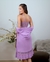 Camisola de Amamentação com Robe com Renda Bicolor Lavanda e Romance Curta (PRONTA ENTREGA)