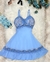 Camisola de Amamentação com Robe com Renda Bicolor Frozen e Branco Curta