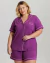 Pijama Americano Short Doll Manga Curta Roxo (PRONTA ENTREGA) - loja online