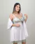 Camisola de Amamentação com Robe Branca com renda Bicolor