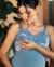 Camisola Longa de Amamentação com Robe Longo bicolor Azul Esverdeado San Remo - ANNA ROSA LINGERIE