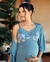 Imagem do Camisola Longa de Amamentação com Robe Longo bicolor Azul Esverdeado San Remo