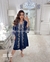 Conjunto Camisola Amamentação e Robe Longuete - Cetim Sideral (Azul Escuro) - Deluxe - loja online