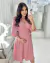 Vestido no Crepe Transpassado com Bolso Rosa