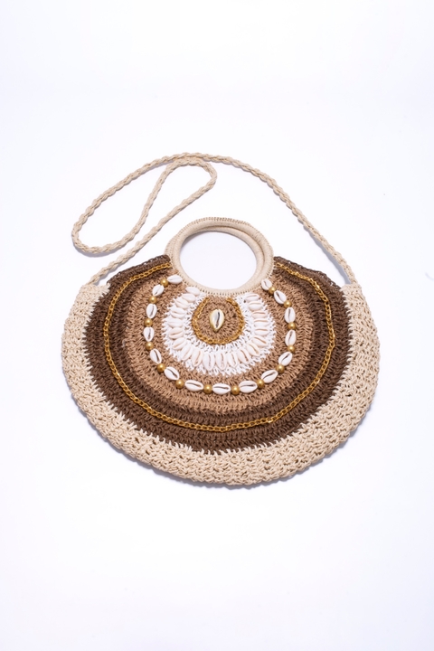 Bolsa oval bordada Marron