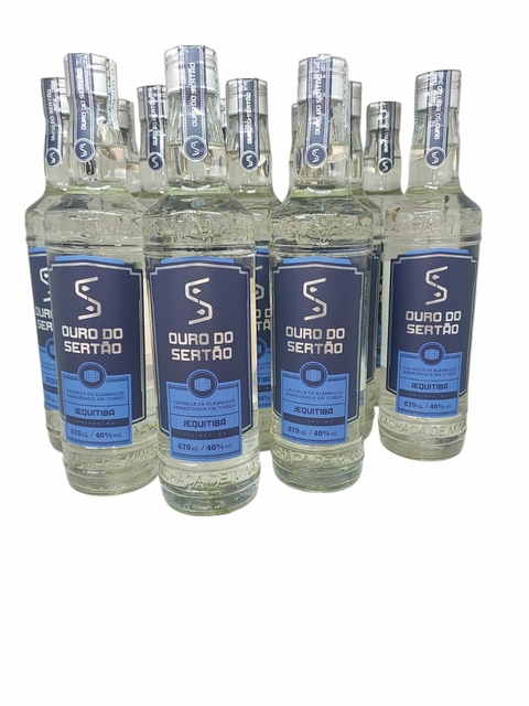 Cachaça Ouro do Sertão Jequitibá 670 ml. caixa com 12 unidades, atacado.