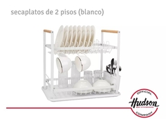 ESCURRIDOR DE PLATOS BLANCO 2 PISOS MADERA LINEA HUDSON SP11 - comprar online