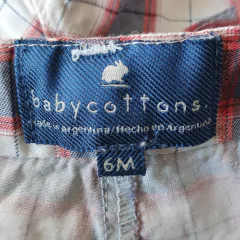 SHORT - BABYCOTTONS - TALLE 6 MESES - CUADROS ROJO Y AZUL - tienda online