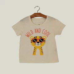 REMERA - MARISA - TALLE 2 AÑOS - AMARILLO MOTIVO TIGRE CON LEYENDA WILD AND COOL en internet