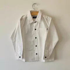 CAMISA ML - PIOPPA - TALLE 6 AÑOS - BLANCO A LUNARES AZULES