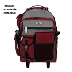MOCHILA CON RUEDAS - EVEREST - MEDIDAS CMS 50 X 3O - BORDÓ Y GRIS 28 LITROS - PilchaGo