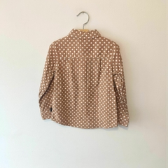 CAMISA - LITTLE AKIABARA - TALLE 14 AÑOS - MARRON A LUNARES