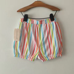 SHORT - FIRST IMPRESSIONS - TALLE 4 AÑOS - A RAYAS CELESTE ROSA Y VERDE - PilchaGo