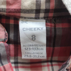 CAMISA ML - CHEEKY - TALLE 8 AÑOS - A RAYAS SALMÓN CON CAPUCHA GRIS - PilchaGo