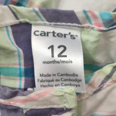 BLUSA - CARTER'S - TALLE 12 MESES - A CUADROS VIOLETAY VERDE - PilchaGo