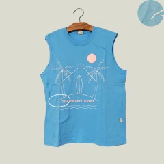 MUSCULOSA - CHEEKY - TALLE 4 AÑOS - CELESTE MOTIVO PLAYA - PilchaGo