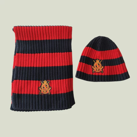 CONJUNTO - POLO RALPH LAUREN - TALLE 2 A 4 AÑOS - SET X2 (BUFANDA CMS 133 X 21 Y GORRO) RAYAS AZUL Y ROJO - comprar online
