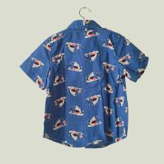 CAMISA - OLD NAVY - TALLE 2 AÑOS - AZUL MOTIVO TIBURÓNES en internet