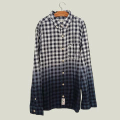 CAMISA - ABERCROMBIE - TALLE 11 AÑOS - A CUADROS BLANCO, NEGRO Y AZUL