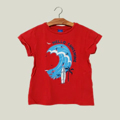 REMERA - BROER - TALLE 3 AÑOS - ROJO MOTIVO PLAYA