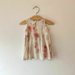 VESTIDO - LITTLE AKIABARA - TALLE 9 MESES - CRUDO CON FLORES MUSCULOSA - comprar online