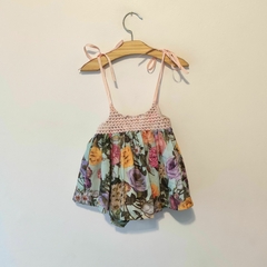 VESTIDO - LITTLE AKIABARA - TALLE 3 MESES - FLORES CON BOMBACHUDO
