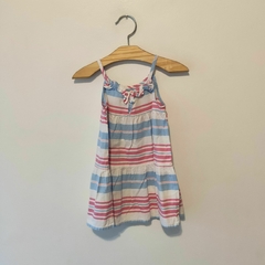 VESTIDO - OSHKOSH - TALLE 6 A 9 MESES - RAYAS CELESTE Y ROSA - tienda online