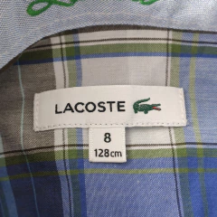 CAMISA - LACOSTE - TALLE 8 AÑOS - A CUADROS AZUL Y MARRÓN - PilchaGo