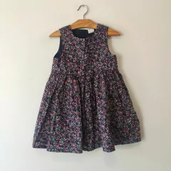 VESTIDO - H&M - TALLE 12 A 18 MESES - AZUL CON FLORES
