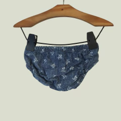 Imagen de VESTIDO - CARTER'S - TALLE 3 MESES - SIMIL JEAN AZUL MOTIVO FLORES CON CINTURÓN Y BOMBACHUDO