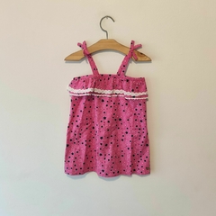 VESTIDO - TWICE COUTURE - TALLE 2 AÑOS - MUSUCLOSA FUCSIA CON ESTRELLAS