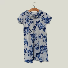 VESTIDO - INES MEYER - TALLE 4 AÑOS - GRIS MOTIVO FLORES