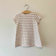 VESTIDO - PETIT BATEAU - TALLE 2 AÑOS - RAYAS ROSA Y BLANCO en internet