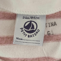 VESTIDO - PETIT BATEAU - TALLE 2 AÑOS - RAYAS ROSA Y BLANCO - PilchaGo