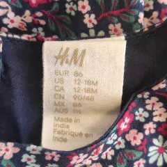 VESTIDO - H&M - TALLE 12 A 18 MESES - AZUL CON FLORES en internet