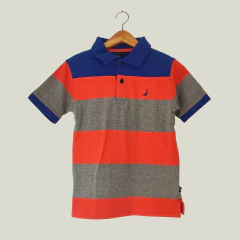 CHOMBA - NAUTICA - TALLE 5 AÑOS - A RAYAS AZUL, NARANJA Y GRIS - comprar online
