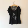 REMERA - COMO QUIERES - TALLE 36 - NEGRA CON ENCAJE